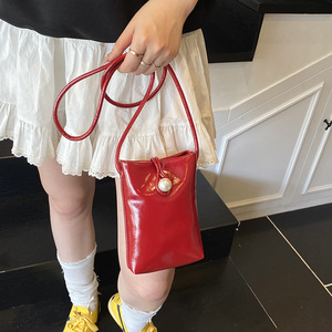 New Mini Phone Bag Fashion Trendy Red Single Shoulder Crossbody <b>Purse</b> Minimalist Solid Color <b>Small</b> Bag for Women - Product Image 1