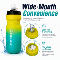Bouteille d'eau de cyclisme en plastique durable et non toxique de 24 oz, type gourde à presser, pour VTT, vélo de route et sports cyclistes