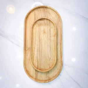 Plateau de service ovale en caoutchouc peint à la main, classique, écologique, sans BPA, design minimaliste solide, durable, passe au lave-vaisselle, assiettes - Product Image 1