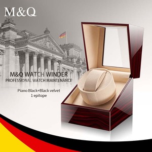 M&Q Caja Giratoria Automática para Relojes de 1 Ranura, Madera Maciza con Acabado de Laca de Piano de Alto Brillo, Antimagnética, Silenciosa, con Fuente de Alimentación para Relojes Mecánicos - Product Image 4