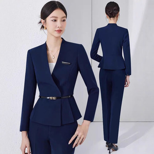Women's Black Suit Set Full Sleeve Formal Wear Anti-Wrinkle Spring Autumn Professional Office Outfit - Product Image 4