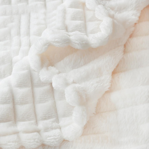 Selimut Bayi Fleece Super Lembut Plush Fuzzy Cozy Selimut Balita Desain Kotak-Kotak Selimut Tempat Tidur untuk Bayi Baru Lahir Selimut Waffle Krim - Product Image 5