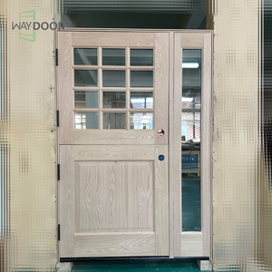 <span class=keywords><strong>Puerta</strong></span> de Entrada de Madera de Roble y Caoba Personalizada para Casas, Puertas Principales Exteriores, Puertas Holandesas con Ventanas Laterales de Vidrio - Product Image 3