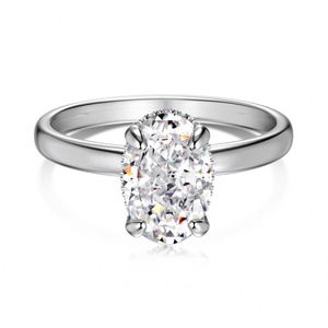 Dylam Jewelry Manufacturer Supplier S925 Silver Rhodium Plated Luxury Oval 8A Crushed <b>Iced</b> Out Cut Cubic Zirconia Women <b>Ring</b> - Product Image 1