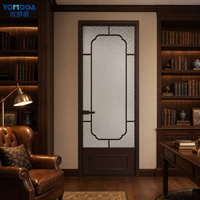 Puerta Batiente de Aluminio con Marco Estrecho Personalizado, con Vidrio Transparente/Esmerilado, Puerta de Baño de Aluminio con Tamaño Personalizado