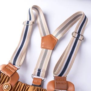 Tenue vintage pour bébé garçon chemise à rayures bleues short à bretelles marron nœud papillon vêtements de cérémonie photographie <span class=keywords><strong>Costume</strong></span> ensembles de vêtements pour bébés - Product Image 6