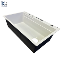 Évier de cuisine moderne blanc PVD Nano à drainage rapide, disponible en stock