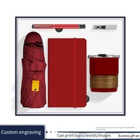 Coffret Cadeau d'Entreprise Personnalisé avec Logo – Carnet, Parapluie, Stylo, Tasse à Café, Clé USB et Lampe – Idéal pour Hommes