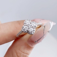 Bague en argent sterling S925 avec moissanite de 0,4 carat, design trèfle à quatre feuilles, bijoux en argent pur