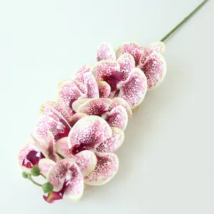 Orchidées Fleurs artificielles Real Touch Jolie impression 3D à 9 têtes Orchidées Phalaenopsis en plastique Artificielle Hôtel Café Événement de mariage