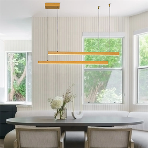 Sunsir SKD LED longue bande linéaire salle à manger lampe de table suspension moderne et lustres luminaires en bois couleur - Product Image 2