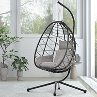 Patio rotin oeuf balançoire chaise avec support hamac coussin pliable extérieur corde suspendus jardin osier balançoires chaises