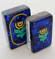 Tuiles de Mahjong américaines de luxe, petites, bleues, originales, avec confettis, pour le Nouvel An, modèle MAHJ PIT