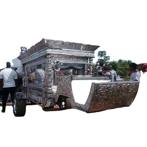 Carruaje funerario tallado en blanco inglés de alta calidad, carro funerario de caballos dorado único, transporte especial - Product Image 5