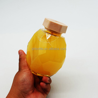 Pot à miel hexagonal en verre transparent à facettes, multi-coupes, pour le stockage de miel, de confiture et d'aliments - Vente en gros