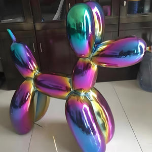 Ukiran anjing balon baja tahan karat tahan lama desain Modern Multi warna kreatif patung batu seni logam taman luar ruangan - Product Image 4
