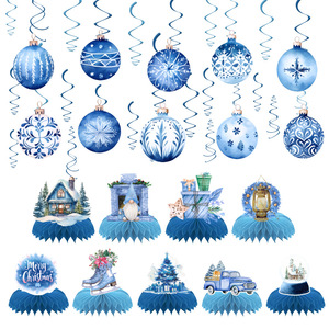 DAMAI 2025 New Christmas Party Decorative Items Honeycomb Arrangement Spiral Hanging Decoration Pull Flag Banner Set - Product Image 1