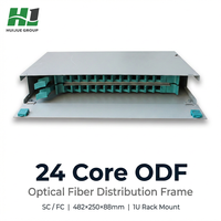 Rak Distribusi Serat Optik HJ 24 Core ODF 19 Inch 1U Geser Singlemode/Multimode dengan Adaptor SC FC untuk Telekomunikasi Data