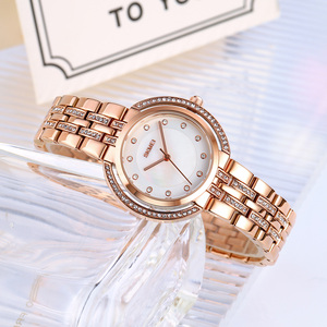 Montre à quartz authentique pour femme, en alliage de zinc avec accents de diamants, étanche, décontractée et professionnelle - Product Image 1