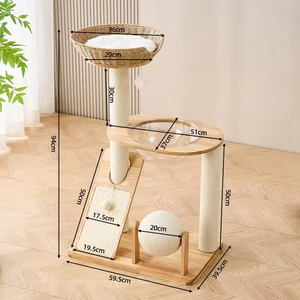 Arbre à chat moderne de luxe, grand modèle, avec double espace et nid en bois, multifonctionnel et intégré, vente en gros directe usine - Product Image 6