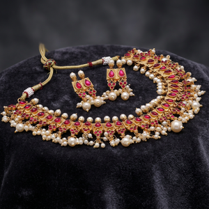 Wholesale Antique Matte Plated Necklaces Festival Jewelry Set Traditional South Indian Fashion Jewelry Set Chapado Mate Antiguo - Product Image 6