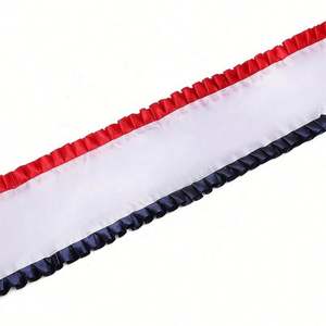 Banda Publicitaria de Verano Miss Americana de Poliéster Personalizada de Alta Calidad con Estampado por Sublimación y Volantes Rojos y Azules - Product Image 2