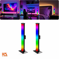 2 Paket Lampu Lantai Sudut Pintar RGBIC LED Dimmable dengan Kontrol Aplikasi Sinkronisasi Musik untuk Ruang Tamu