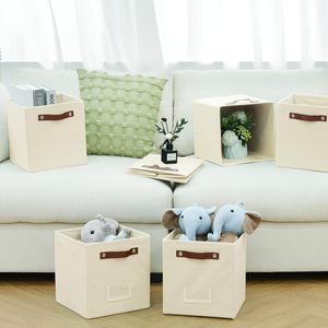 도매 가정용 접이식 패브릭 수납 큐브 정리함 옷 선반 바구니 큐브 정리함 이중 손잡이 수납 박스 - Product Image 4