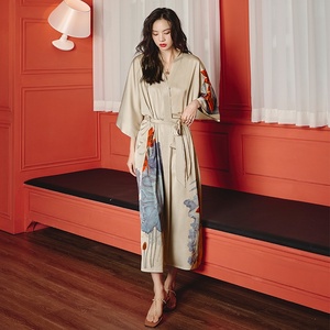 <span class=keywords><strong>Pijamas</strong></span> de Satén para Mujer, Talla Grande, Camisón de Manga Tres Cuartos, Bata de Dormir - Product Image 3
