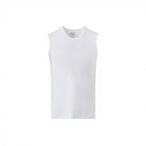 Débardeur en coton tricoté 100 % respirant à col en V pour homme, coupe ample, idéal pour le fitness et le sport - Product Image 2