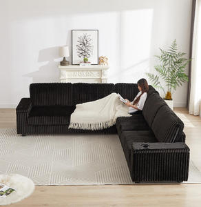 Canapé d'angle convertible moderne et épaissi, capitonné, en forme de L, pour salon, appartement, ou hôtel, de forme carrée - Product Image 6