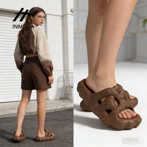 Mules à plateforme en EVA respirantes à motif d'arbre Inmpea, marron, à bout ouvert, pour femmes, été automne - Product Image 2