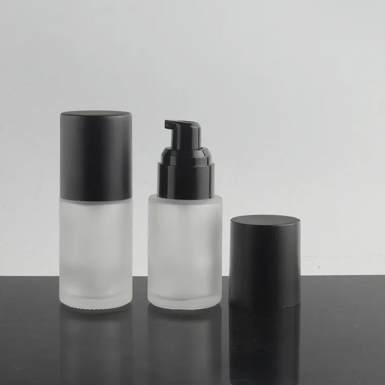 BB Cream Cylinder Cosmetic Semi-packpaging Airless Pump Bottle 30ml Foundation Bottle Glass Packaging Carton Screen Printing