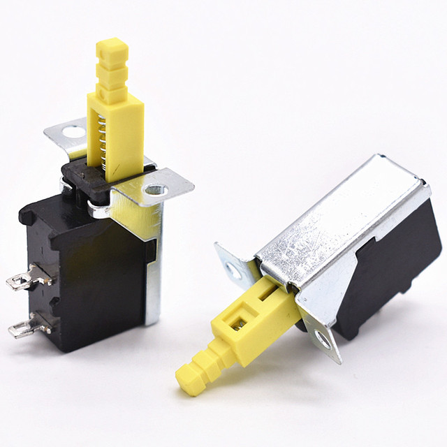 Push Button Yellow Straight Key Switch KDC-A10 Air Cooler Self-locking Switch TV-5 Inner Spring Momentary Switch