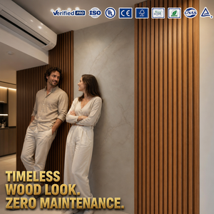 Factory Made <strong>Flat</strong> Fluted WPC Board <strong>Wall</strong> Cladding <strong>Panel</strong> Sheet for Hotel Lobby Office Partition Commercial Interio Projects - Product Image 1