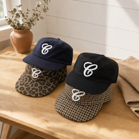 Cappello di Lusso Personalizzato con Visiera Piatta, Tessuto in Lana Pied-de-Poule, Cinturino in Pelle, Logo Ricamato 3D, Unisex Casual