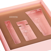 Boîte cadeau rigide rose de luxe avec logo personnalisé, couvercle et base, emballage artisanal pour cosmétiques, soins de la peau, lotion, avec insert en plastique