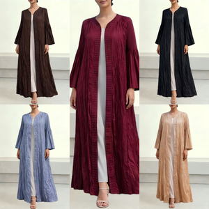 Robe Abaya Modeste de Haute Qualité pour Femmes Musulmanes, Commande sur Mesure, Cardigan Élégant Ouvert sur le Devant, Manteaux Kaftan pour Ramadan et Aïd - Product Image 2