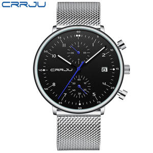 Reloj para hombre CRRJU, reloj de pulsera de acero inoxidable de marca superior de lujo para hombre, relojes de cuarzo con fecha resistentes al agua para hombre, reloj Masculino - Product Image 6