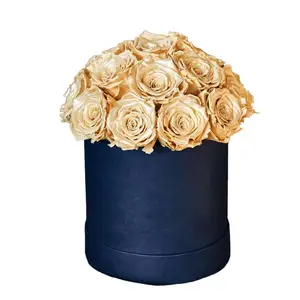 럭셔리 라운드 실린더 모자 상자 꽃 사용자 지정 유행 골 판지 종이 장미 선물 도매