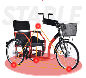 Tricycle pliable à <span class=keywords><strong>3</strong></span> roues en gros, fauteuil roulant manuel pour personnes handicapées, triciclo à manivelle, fauteuil roulant manuel à manivelle, tricycles - Product Image 3