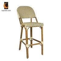 Tabouret de bar moderne noir en rotin tabouret de restaurant de bar intérieur et extérieur empilable chaises de bar hautes de patio extérieur