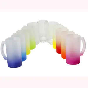 Topjlh kualitas tinggi harga pabrik sublimasi cangkir bir kosong 16oz Mug warna-warni bawah kaca buram kaca anggur pegangan Modern