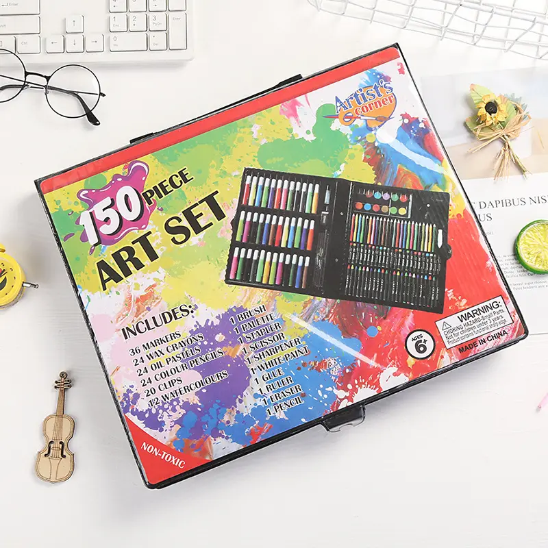 150PCS Drawing art set for kids as gift with crayon,color pen etc.