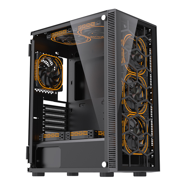 Lovingcool Factory New Style Gamer PC Case ATX CPU RGB Cube Side Glass PC Gaming Computer Cabinet  Mid Towers Desktop Cover Case