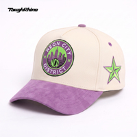 Casquette de baseball structurée en suède personnalisée, style streetwear, en coton, bicolore, avec logo brodé