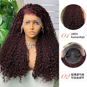 Peluca de encaje frontal de cabello humano real de cabello rizado africano tocado de peluca rizada pissy - Product Image 3