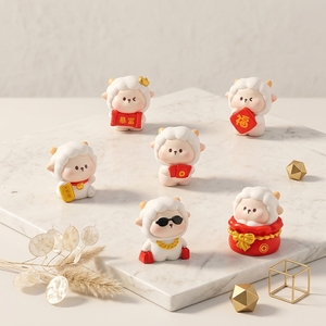 Statuette di Pecora in Resina, Simbolo Portafortuna dell'Anno dello Zodiaco, Collezione Fortuna per il Capodanno Cinese, Regalo Kawaii per Ricchezza e Prosperità - Product Image 4