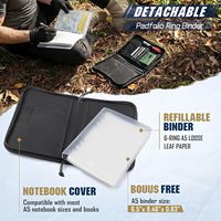 Carnet tactique avec pochette amovible A5, classeur à 6 anneaux, 80 feuilles de recharge, couverture de carnet Molle avec fermeture éclair, pour les voyages, le travail et l'école