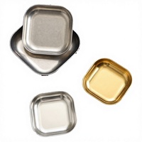 Assiette de service carrée en acier inoxydable poli de haute qualité, dorée et épaissie, pour barbecue, multi-spécifications